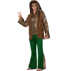 Forum Novelties Male Hippie Peace Out Adult Costume, X-Large, Beige