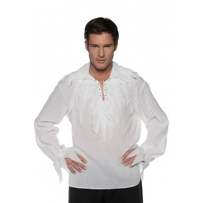 Underwraps Costumes Tattered Pirate Shirt White Adult Costume 1 Underwraps Costumes Tattered Pirate Shirt White Adult Costume