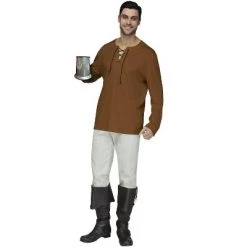 Fun World Peasant Shirt Adult Costume (Brown)