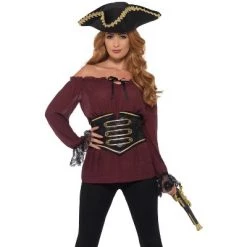 Smiffy's Smiffy Deluxe Pirate Shirt Adult Costume (Burgundy) -Costume Outfit Store unnamed file 2064