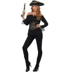 Smiffy's Smiffy Deluxe Pirate Shirt Adult Costume (Black) -Costume Outfit Store unnamed file 2103