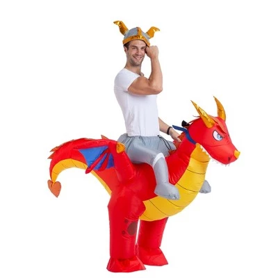 Spooktacular Creations Adult Red Fire Dragon Ride-On Inflatable Costume - One Size 1 Spooktacular Creations Adult Red Fire Dragon Ride-On Inflatable Costume - One Size