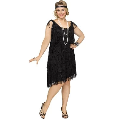 Fun World Shimmery Flapper Plus Size Costume (Black) 3 Fun World Shimmery Flapper Plus Size Costume (Black) - Image 3