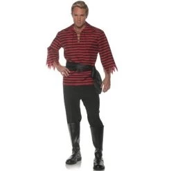 Underwraps Costumes Striped Pirate Adult Costume (Black/Red)