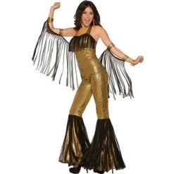 Forum Novelties Womens Disco Queen Gold Jumpsuit